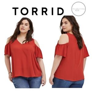 Torrid Georgette Flutter Sleeve Cold Shoulder Blouse Size 2X